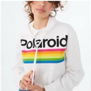 Polaroid Fleece Cropped Boxy Hooded Sweatshirt, Size XL